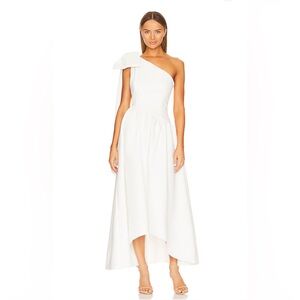 Elliatt One-Shoulder White Asymmetric Midi Dress